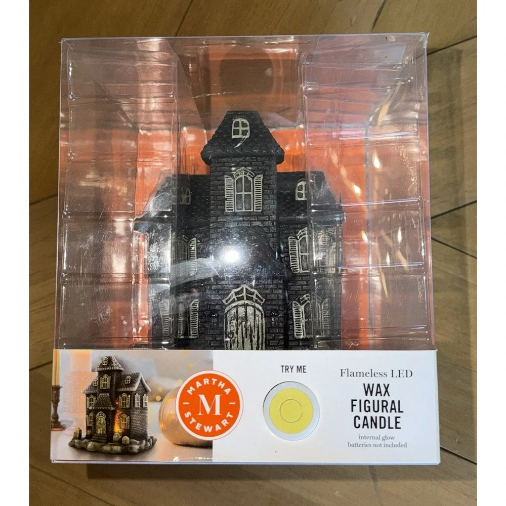Martha Stewart Halloween Haunted House Flameless LED Wax Figural Candle NWT